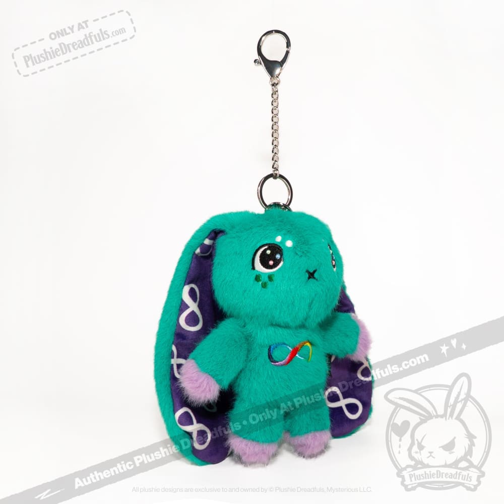 Teal Autism Rabbit Plush Keychain Accessory
