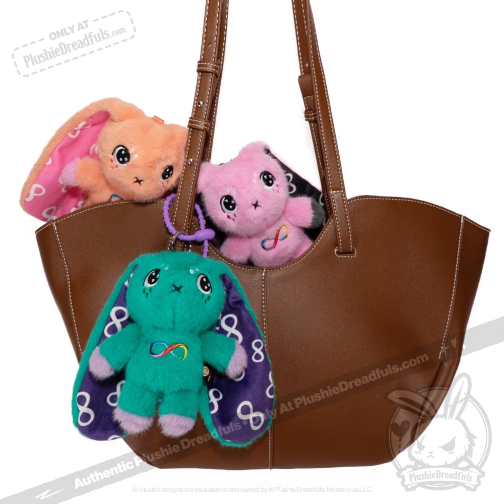 Teal Autism Rabbit Plush Keychain Accessory