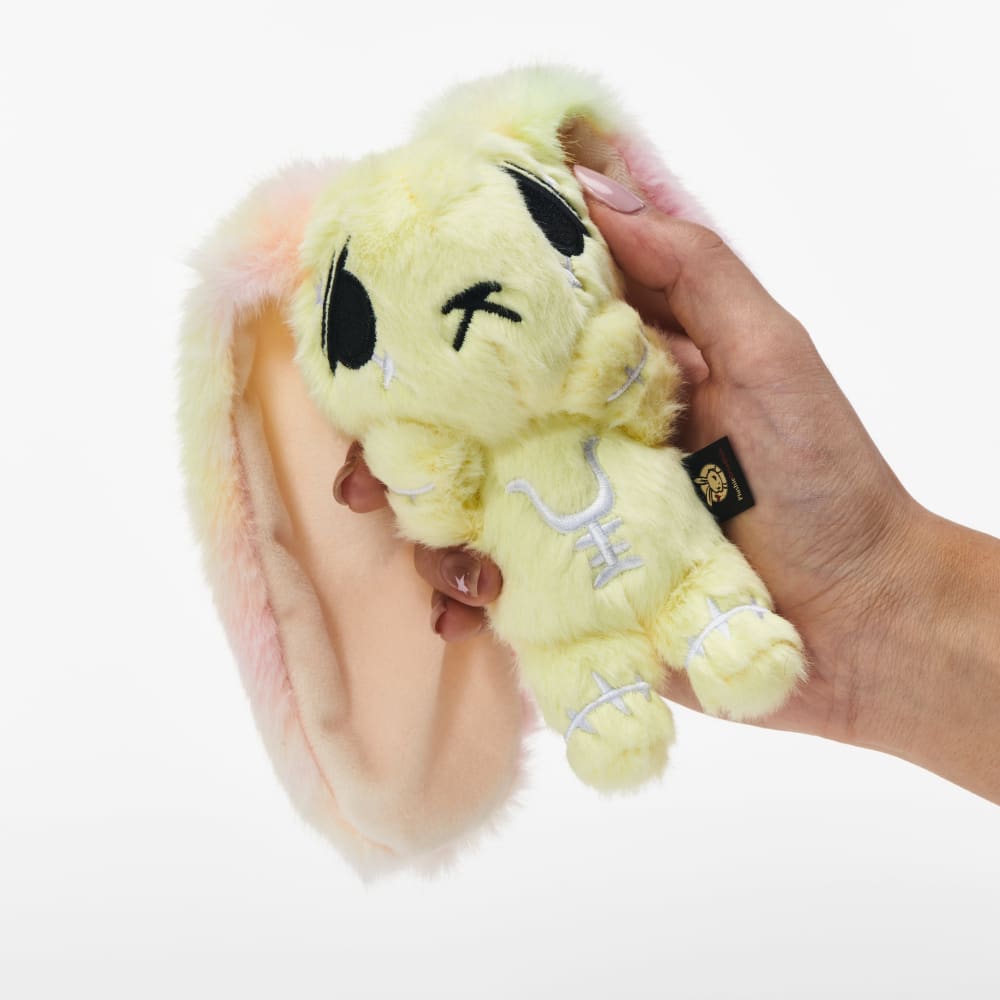 Yellow Anxiety Rabbit Plush Keychain Accessory