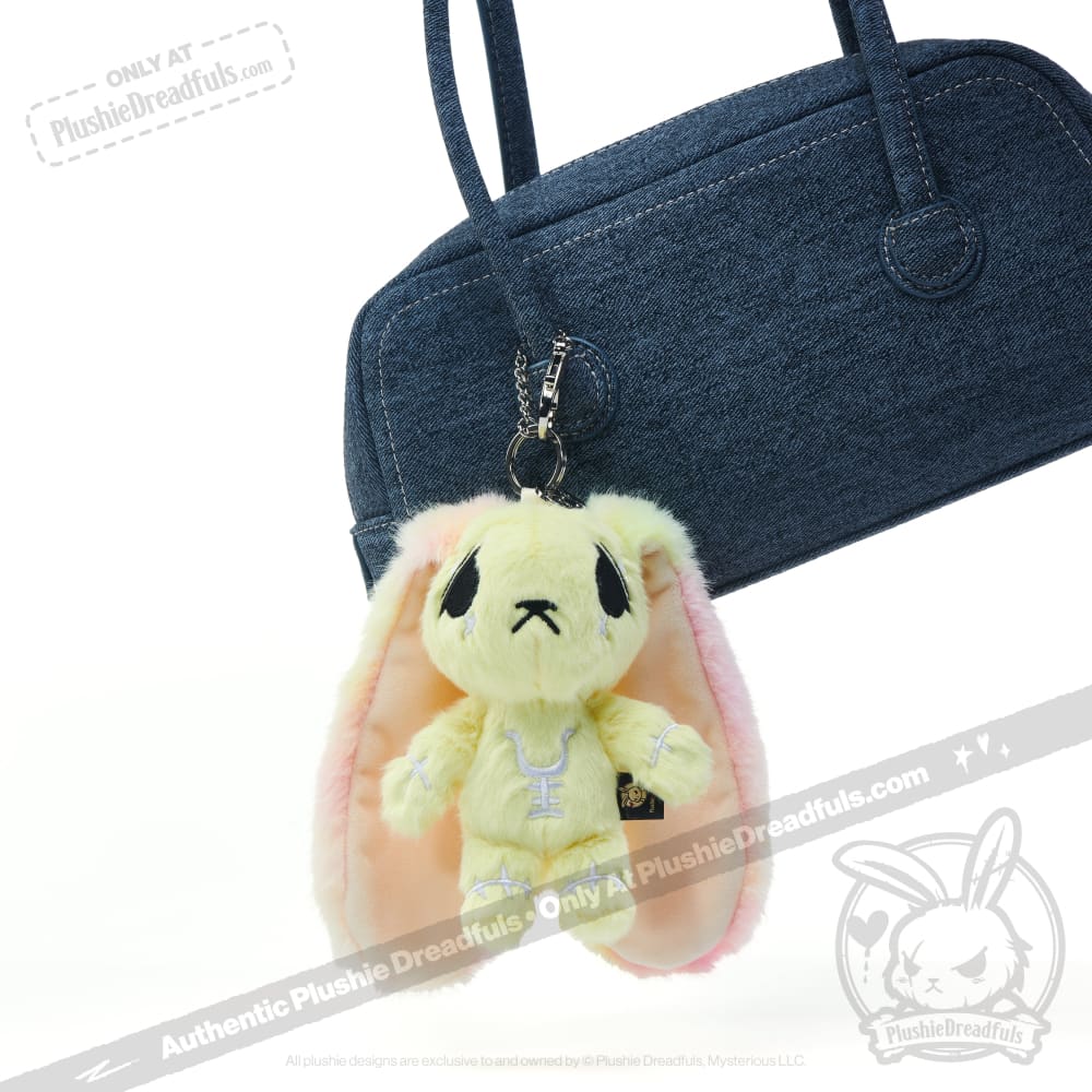 Yellow Anxiety Rabbit Plush Keychain Accessory