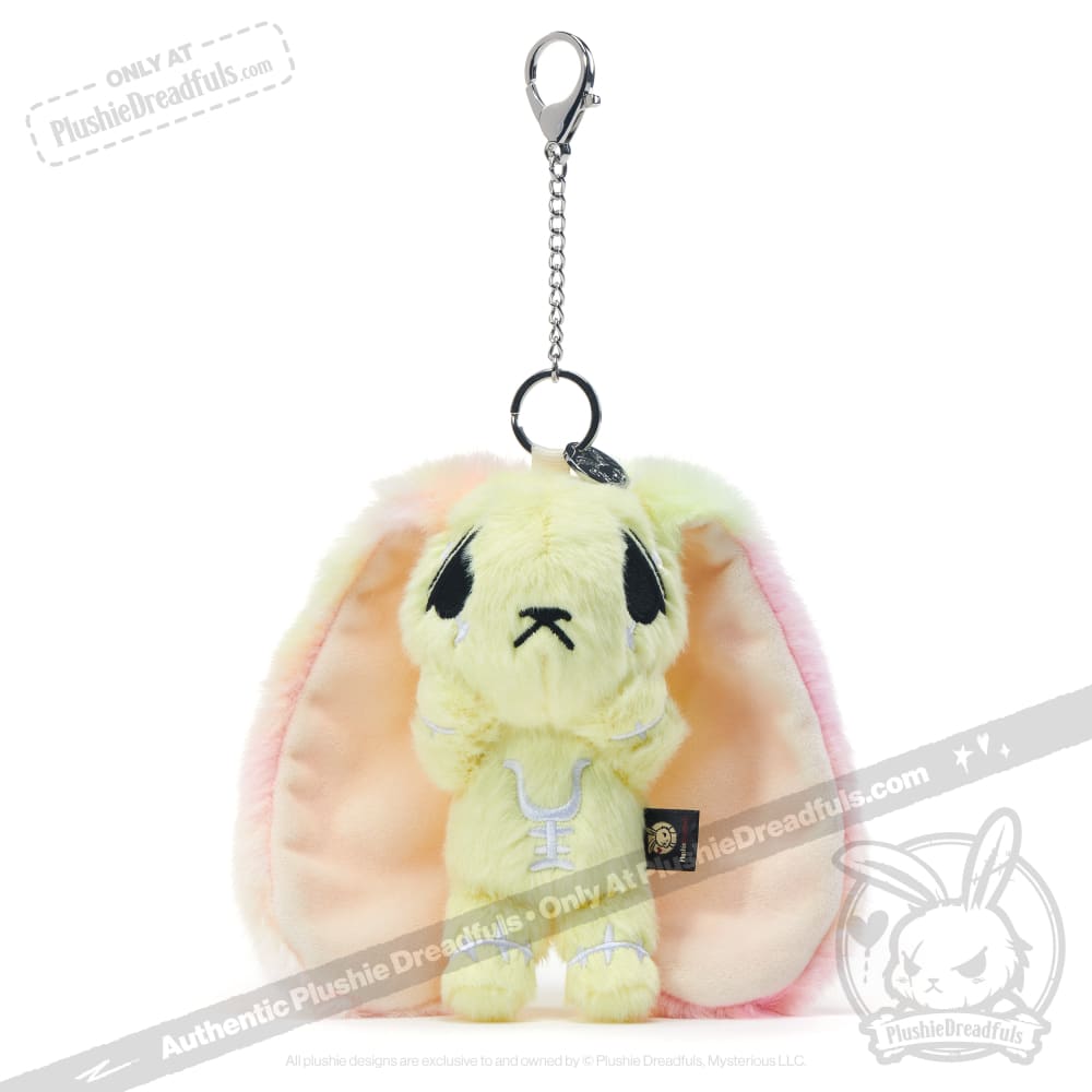 Yellow Anxiety Rabbit Plush Keychain Accessory
