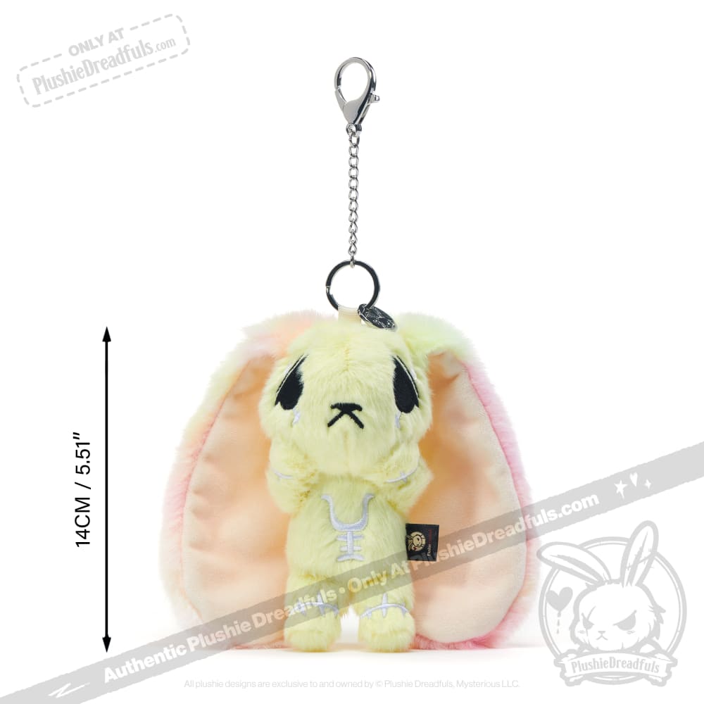 Yellow Anxiety Rabbit Plush Keychain Accessory