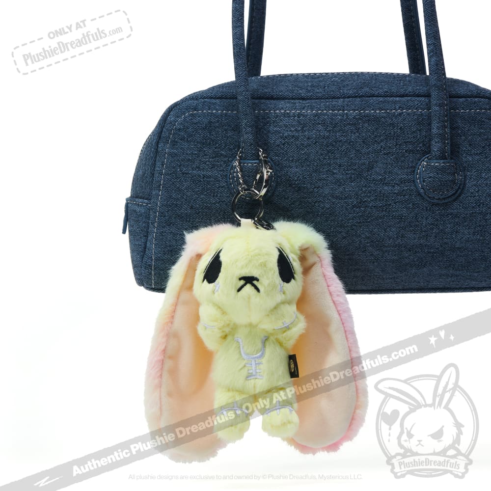 Yellow Anxiety Rabbit Plush Keychain Accessory
